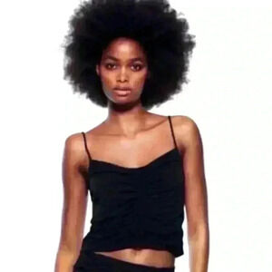 ZARA BLACK STRAPPY ROUCHED CROP  TOP SIZE SMALL